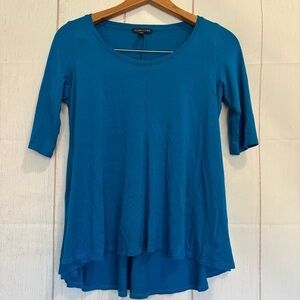 Eileen Fisher Black Short Sleeve Viscose Tunic Top Sz Small